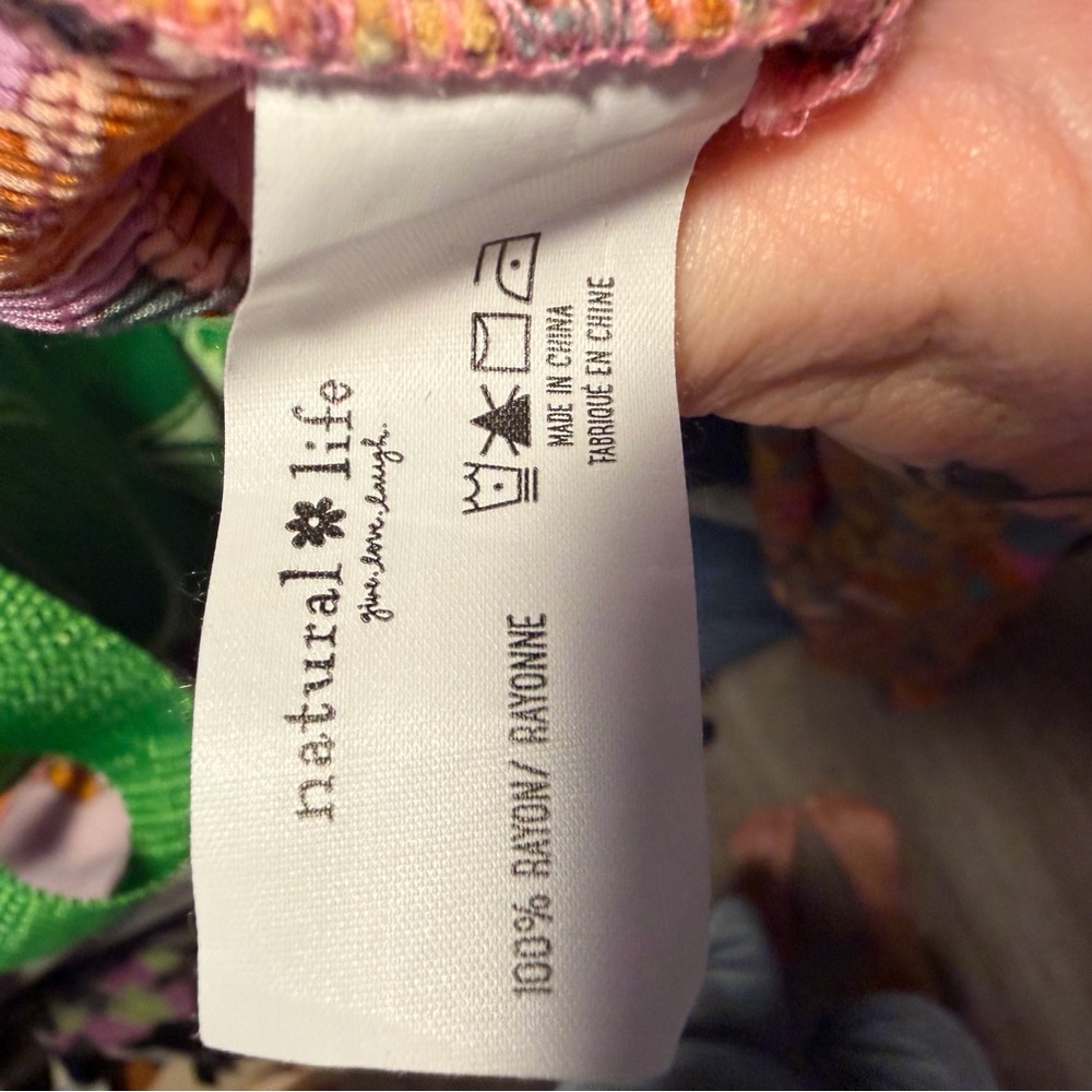 Natural Life Floral Wide-Leg Jumpsuit with Smocked Bodice Boho Vibes Size Medium - Picture 6 of 9